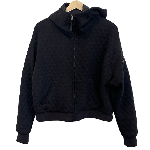 Free People Movement Hibernation Quilted Cropped Hoodie Jacket Size S Black - Picture 4 of 16